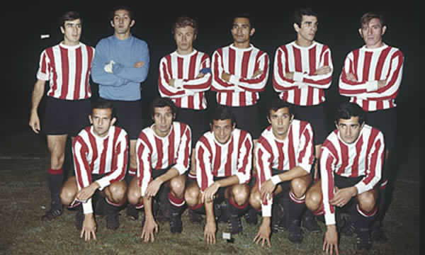 1968.10.16 - Manchester United v Estudiante LP (1-1) - Titulares Estudiantes - Old Trafford (Mánchester) - CI 1968 (Partido de Vuelta)
